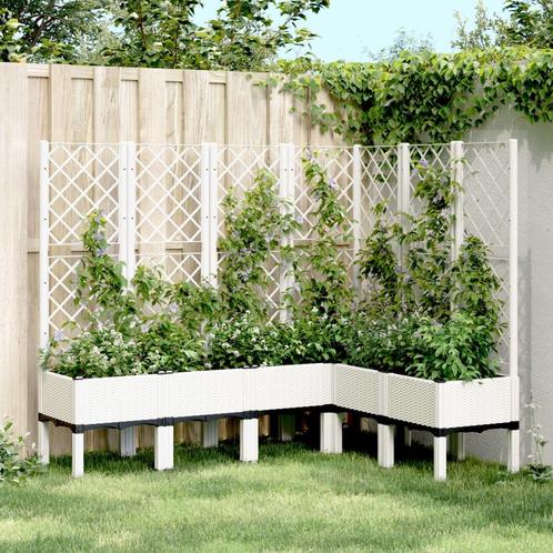 vidaXL Plantenbak met latwerk 160x120x142 cm polypropeen wit, Tuin en Terras, Bloembakken en Plantenbakken, Nieuw, Kunststof, Verzenden