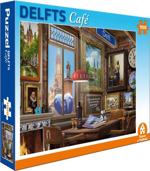Delfts Café Puzzel (1000 stukjes) | House of Holland -, Hobby en Vrije tijd, Denksport en Puzzels, Nieuw, Verzenden