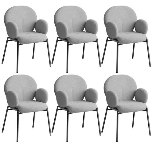 Stoel Scandi gestoffeerd, bouclé stof - lichtgrijs, Set van, Huis en Inrichting, Stoelen, Verzenden