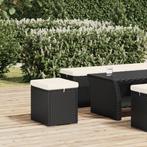 vidaXL Hocker met kussen 40x30x40 cm poly rattan zwart, Huis en Inrichting, Banken | Voetenbanken en Poefen, Verzenden, Nieuw