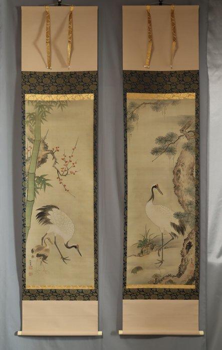 Pine, Bamboo, Plum, Crane, Tortoise, and Lingzhi Mushroom -, Antiek en Kunst, Antiek | Overige Antiek