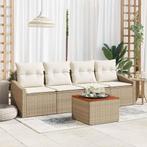 vidaXL Tuin Sofa Set 5 pcs Beige, wit, Verzenden, Nieuw, Rotan