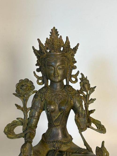 Groene Tara 28.5 cm - Brons - Tibet - Eind 20e eeuw, Antiek en Kunst, Antiek | Overige Antiek