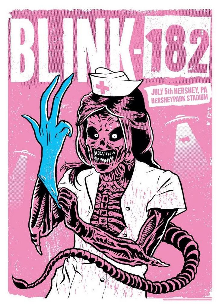Posters - Poster Blink 182 - Hersheypark Stadium, Verzamelen, Muziek, Artiesten en Beroemdheden, Zo goed als nieuw, Verzenden