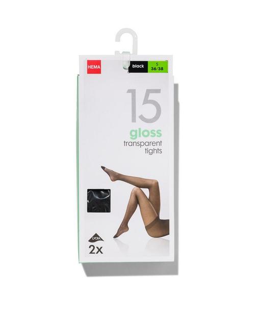 HEMA Pantys glanzend 15denier - 2 stuks zwart, Kleding | Dames, Leggings, Maillots en Panty's, Nieuw, Verzenden