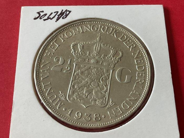 Nederland. Wilhelmina. 2 1/2 Gulden 1938 grofhaar (Zonder, Postzegels en Munten, Munten | Nederland