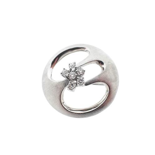 Witgouden broche met diamanten 0,30 ct. (moderne broche), Sieraden, Tassen en Uiterlijk, Broches, Overige kleuren, Gebruikt, Met edelsteen