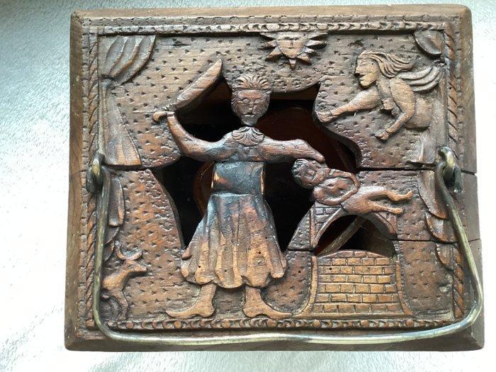 Draagbaar fornuis - Hout - Stoof bijbelse taferelen, Antiek en Kunst, Antiek | Overige Antiek