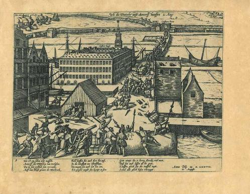 Historische prent van Antwerp, Antiek en Kunst, Kunst | Etsen en Gravures