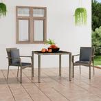 vidaXL Tuinstoelen 2 st met kussens poly rattan grijs, 2 zitplaatsen, Nieuw, Tuinset, Verzenden