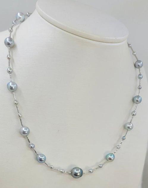 Halsketting - 18 karaat Witgoud - zilveren Akoya-parels, Sieraden, Tassen en Uiterlijk, Kettingen