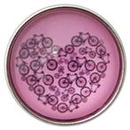Fako Bijoux® - Click Button - Glas - Hart Fietsen Roze, Nieuw, Verzenden