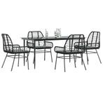 vidaXL 5-delige Tuinset met kussens poly rattan glas zwart, Tuin en Terras, Tuinsets en Loungesets, 4 zitplaatsen, Nieuw, Tuinset
