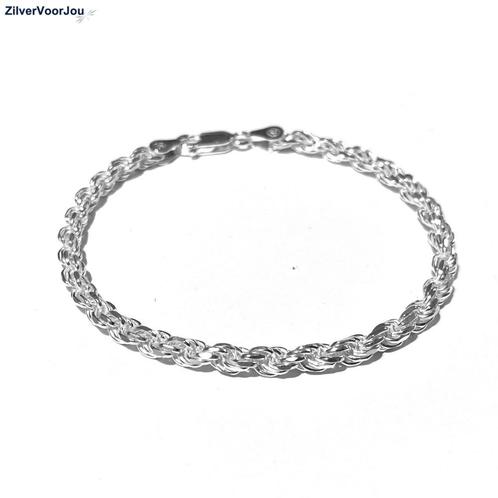 Zilveren rope armband 4 mm brede schakel, Sieraden, Tassen en Uiterlijk, Armbanden, Nieuw, Zilver, Verzenden