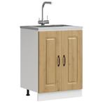 vidaXL Spoelbakonderkast Kalmar 60x46x81,5 cm hout, Huis en Inrichting, Keuken | Keukenelementen, Verzenden, Nieuw, Bruin