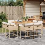 vidaXL 9-delige Tuinset met kussens poly rattan beige, Nieuw, 8 zitplaatsen, Tuinset, Verzenden