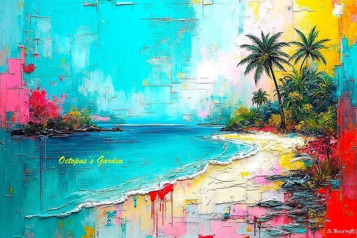 Sam Burnet (1969) - Octopuss Garden-The Beatles Toile 1/3, Antiek en Kunst, Kunst | Schilderijen | Modern