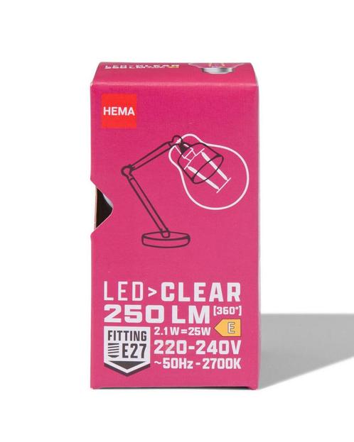 HEMA Led kogel clear E27 2.1W 250lm, Huis en Inrichting, Lampen | Overige, Nieuw, Verzenden