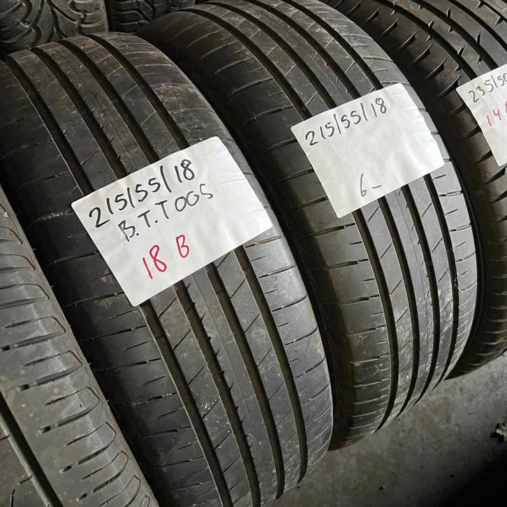2 x Bridgestone Turanza T005 215-55-18 Zomerbanden 6mm, Auto-onderdelen, Banden en Velgen, 18 inch, Zomerbanden, 215 mm, Personenwagen