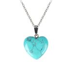 Fako Bijoux® - Ketting - Hart Natuursteen - 20x20mm -, Sieraden, Tassen en Uiterlijk, Kettingen, Verzenden, Nieuw