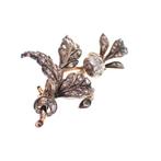 Antiek gouden broche uit circa 1875 | Diamant 1.00 ct., Goud, Met edelsteen, Gebruikt, Ophalen of Verzenden