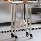 vidaXL Keukenwerktafel met wielen 55x30x85 cm roestvrij, Verzenden