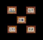 Chinese school, set van 5 schilderijen over theedoor, Antiek en Kunst