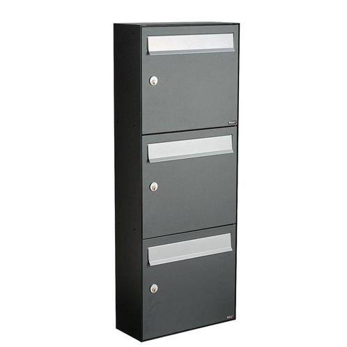 Brievenbusunit Flow set wand 3-hoog - antraciet, Tuin en Terras, Brievenbussen, Nieuw, Verzenden