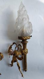 Wandkandelaar - Brons - Verre - Set van bronzen en glazen