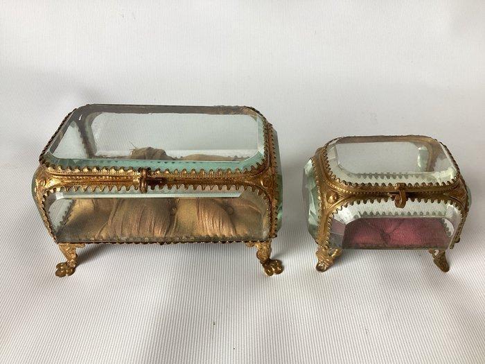 Sieradendoos (2) - kristal gemonteerd sieradendozen - koper, Antiek en Kunst, Antiek | Overige Antiek