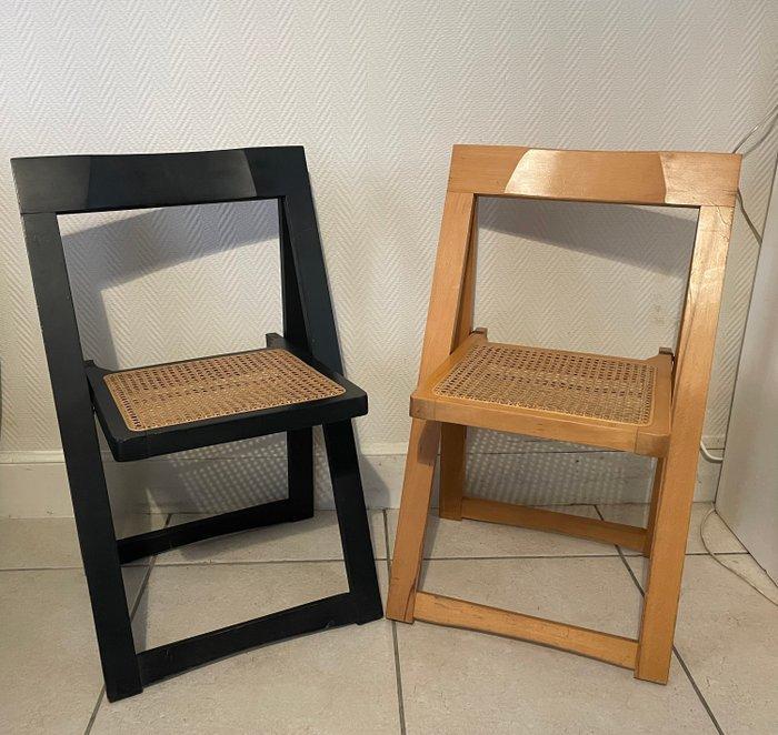 Klapstoel - Beuken - Paar gevlochten inklapbare stoelen., Antiek en Kunst, Kunst | Designobjecten
