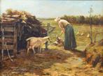 J. Schijvens, ‘Boerenvrouw met geitje en kippen’ (1982)