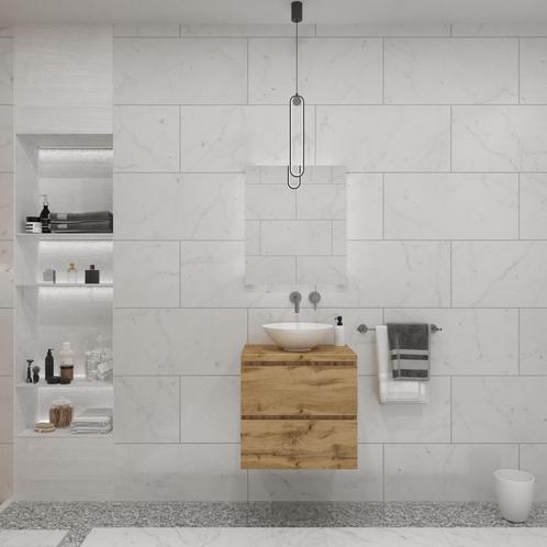 Badkamermeubelset Gliss Zeus 70 cm Natuur Eiken Met Waskom, Doe-het-zelf en Verbouw, Sanitair, Bad, Nieuw, Ophalen of Verzenden