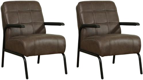 Leren retro fauteuil -  fauteuils - Echt leer, Industrieel,, Huis en Inrichting, Fauteuils, 50 tot 75 cm, 75 tot 100 cm, Nieuw