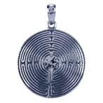 Zilveren Labyrint ketting hanger - rond, Verzenden, Nieuw