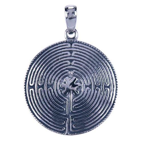 Zilveren Labyrint ketting hanger - rond, Sieraden, Tassen en Uiterlijk, Kettinghangers, Verzenden