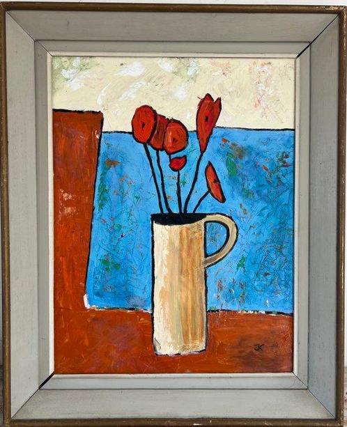Europese school (XX) - A still life of jug and flowers - No, Antiek en Kunst, Kunst | Schilderijen | Klassiek