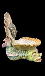 Zoutvat - Keramiek - Majolica saliera in schelpvorm met, Antiek en Kunst