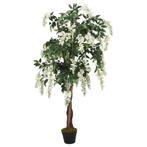 Kunstplant wisteria 840 bladeren 120 cm groen en wit, Tuin en Terras, Nieuw, Verzenden