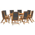 vidaXL 9-delige Tuinset massief acaciahout en textileen, Tuin en Terras, Nieuw, 8 zitplaatsen, Tuinset, Verzenden