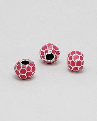 Zilveren emaille bead - deco donker roze, Sieraden, Tassen en Uiterlijk, Bedels, Verzenden