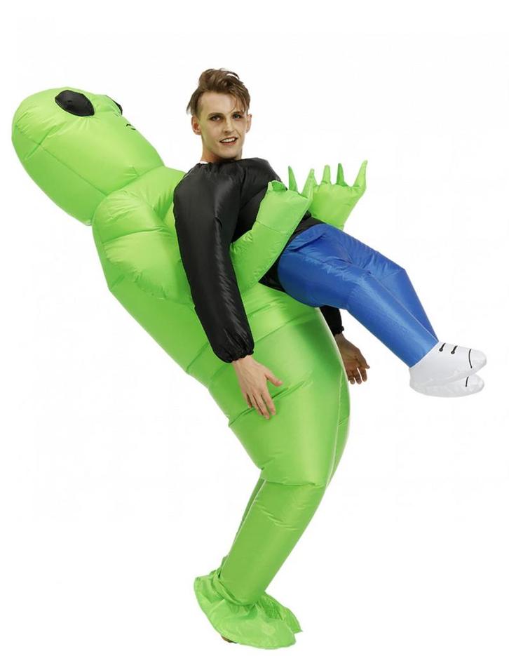 KIMU® Opblaas Kostuum Kinderen Gedragen Door Alien 122 128 1, Kinderen en Baby's, Carnavalskleding en Verkleedspullen, Nieuw, Ophalen of Verzenden