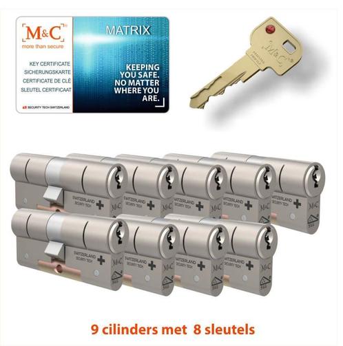 M&C 9 x Matrix Cilinder SKG*** met CERTIFICAAT, Doe-het-zelf en Verbouw, Alarmsystemen, Verzenden
