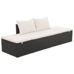 Loungebed Zwart | 195x60 cm | Tweedekansje, Ophalen of Verzenden, Nieuw, Rotan, Verstelbaar