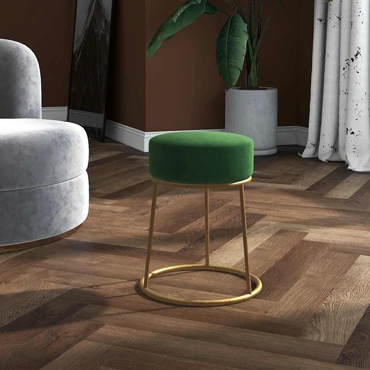 vidaXL Hocker rond fluweel groen, Huis en Inrichting, Stoelen, Nieuw, Verzenden