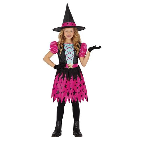 Heks Halloween Kostuum Meisje Ster Roze, Hobby en Vrije tijd, Feestartikelen, Nieuw, Verzenden