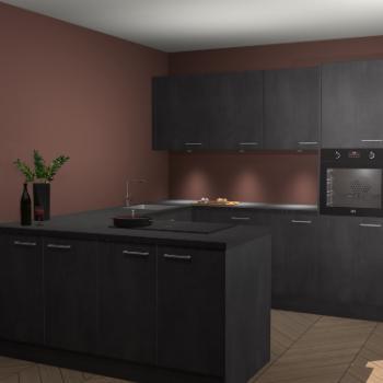 Beton Zwarte keuken Rosario 70767, Huis en Inrichting, Keuken | Complete keukens, Verzenden