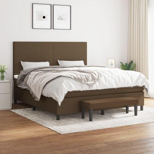 vidaXL Boxspring met matras stof donkerbruin 180x200 cm, Huis en Inrichting, Slaapkamer | Bedden, 80 cm, 200 cm, Bruin, Eenpersoons