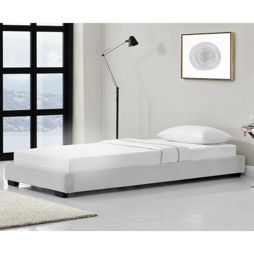 Houten bed Laag kunstleer met bedbodem 90x200 cm wit, Huis en Inrichting, Slaapkamer | Bedden, Verzenden