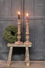 Houten baluster kandelaar dinerkaars naturel 30 cm, Huis en Inrichting, Woonaccessoires | Kandelaars en Kaarsen, Ophalen of Verzenden